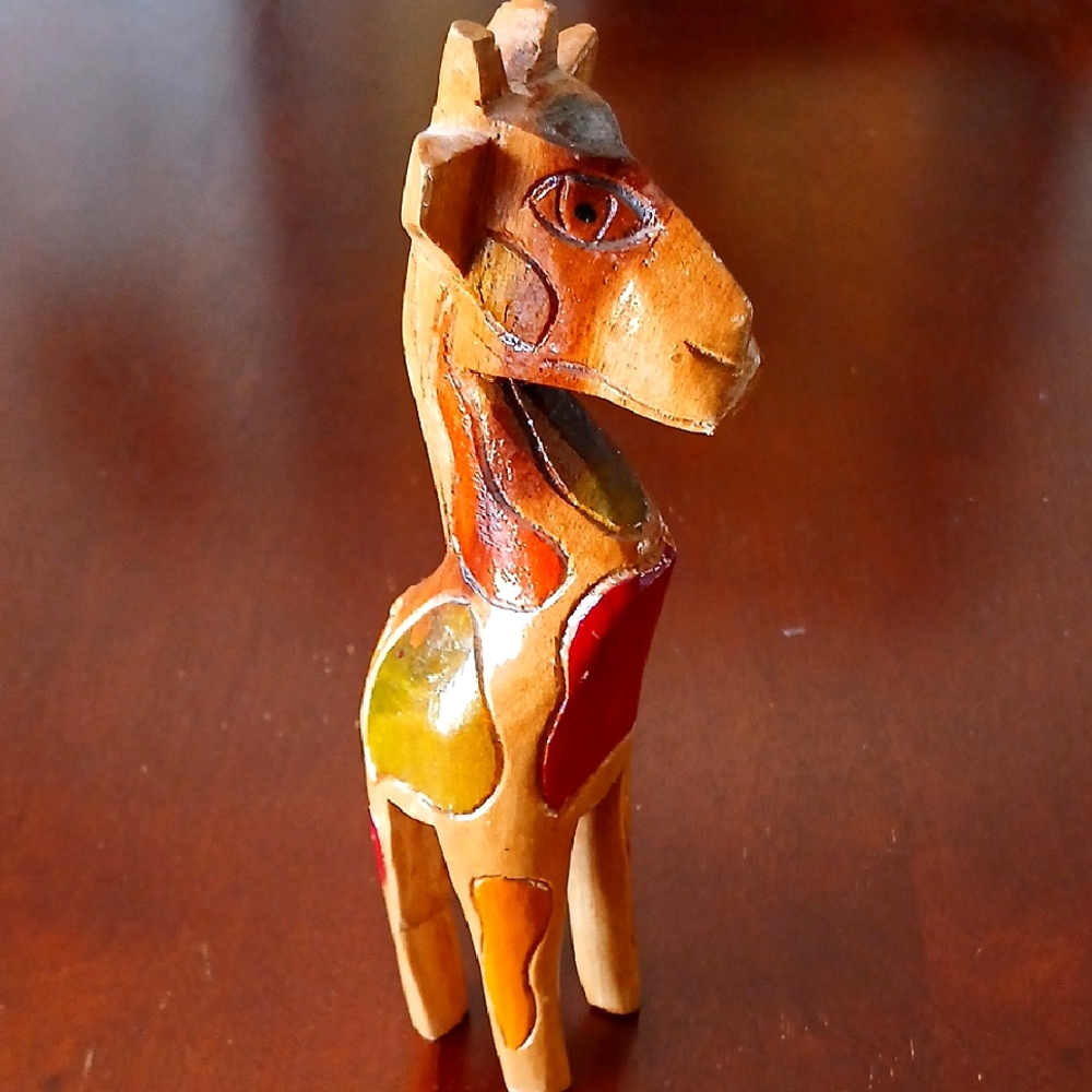 Vintage Wooden Giraffe Sculpture